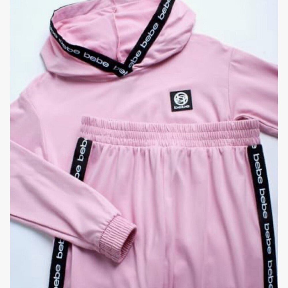 bebe Girls' Jogger Tracksuit 2pc Zip Pullover Sweatshirt Sweatpants 5/6 NWT - Picture 2 of 5